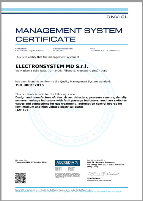 ISO 9001 certification - ELECTRONSYSTEM MD